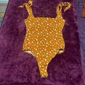 Floral Rust Sleeveless Bodysuit - Small